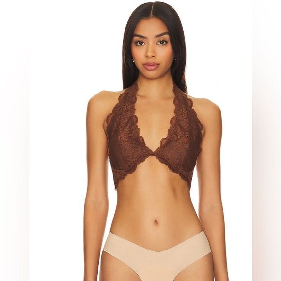 Free People NWT Brown Lace Halter Bra - Women’s S - Picture 1 of 3